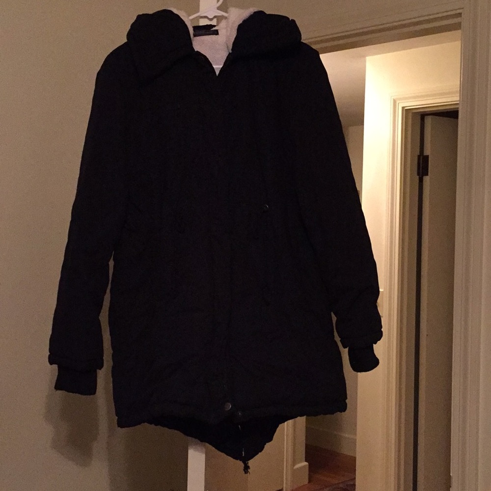 Black winter parka